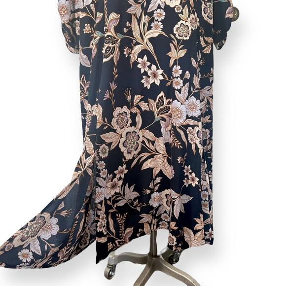 ELIZA J Botanical Floral Shift Maxi Dress V-Neck Cocktail Blue White Padded 22W - Picture 3 of 13